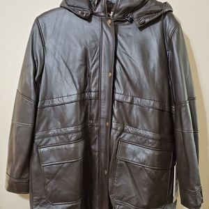 Womens Excelled Lambskin Dark Brown Leather Jacket